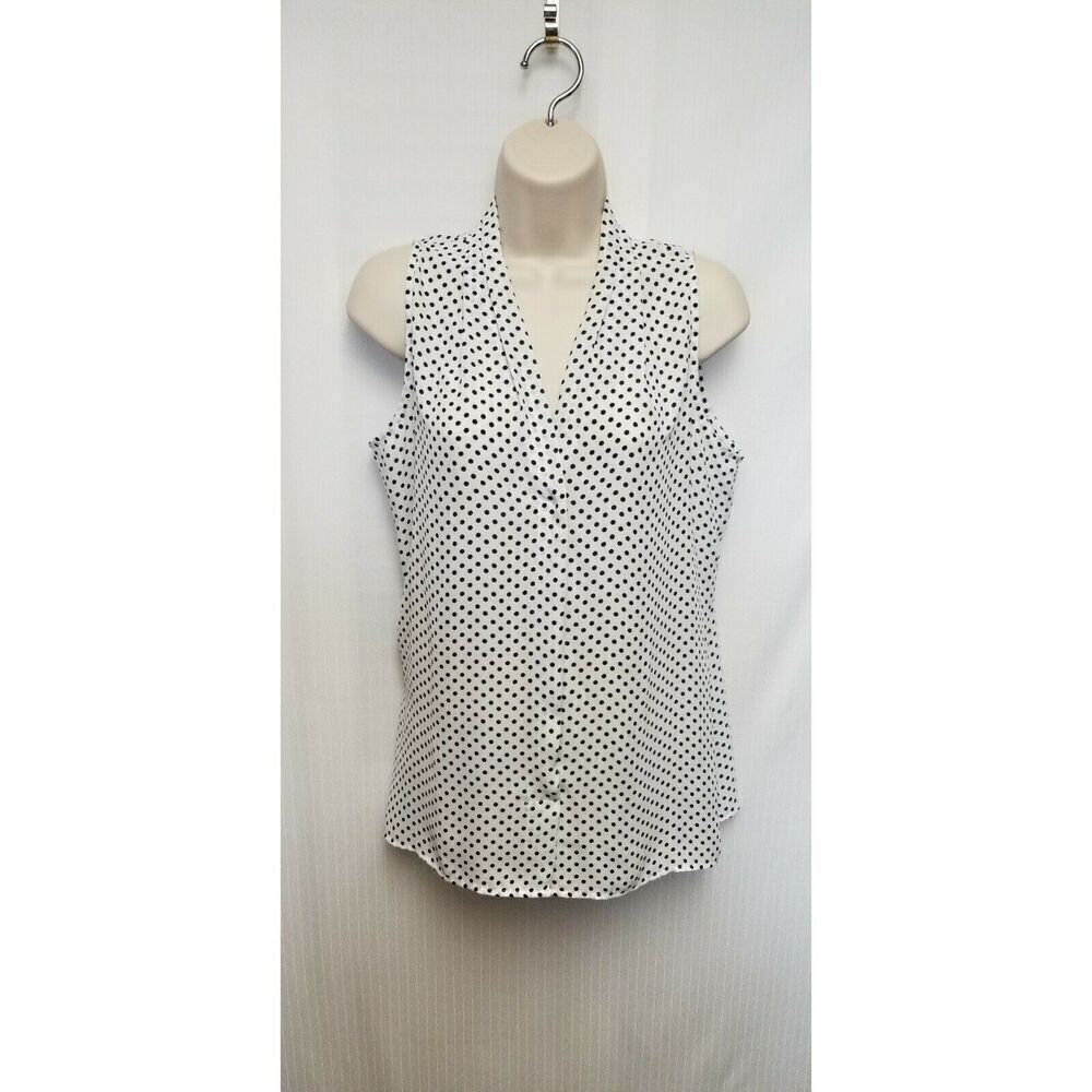 Violet & Claire Women’s White & Black Polka Dotted Sleeveless Top Size M - Picture 4 of 8